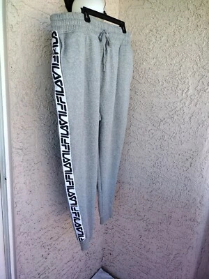 AUTÉNTICOS PANTALONES JOGGER "FILA" MUJER PLUS ROPA DEPORTIVA LOGOTIPO GRIS CINTA TALLA 2X Foto 1 de 4