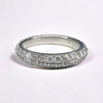Gorgeous Sparkling Platinum Natural Two Row Round Diamond Eternity Ring - Image 1 of 4
