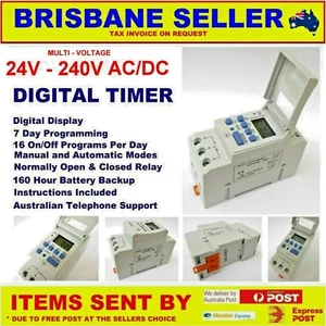 240V DIGITAL TIMER SWITCH LCD 24/7 15A DIN MOUNT PUMP SOLAR LIGHTING SECURITY - Picture 1 of 2