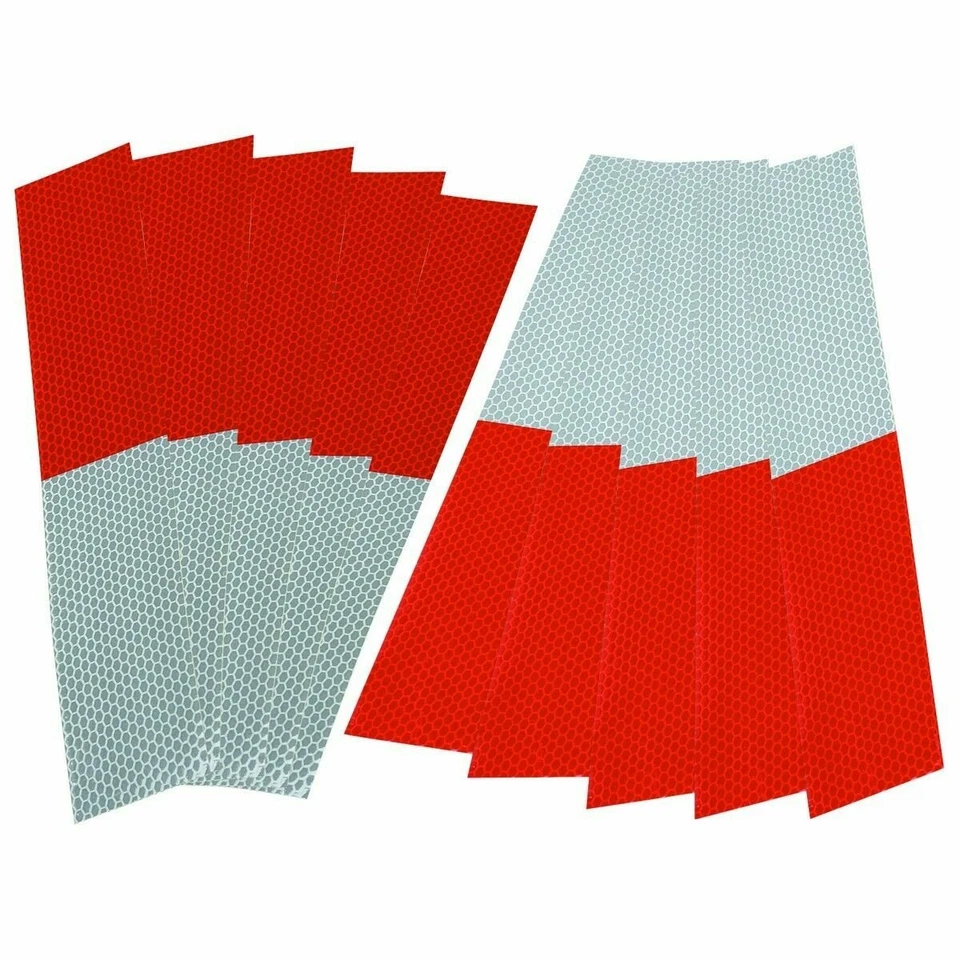 KLASSTOOLS 2" x 12" Red & White Waterproof Reflective Strips Truck DOT Safety Warning 10PK