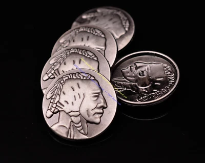 10X RETRO SILVER BUFFALO NICKEL INDIAN HEAD DIY LEATHERCRAFT SADDLE TACK CONCHOS - Image 1 of 4