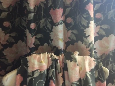 LAURA ASHLEY PEONIES Dark Smoke Grey Curtains Thermal Blackout  2 or available - Image 1 of 4