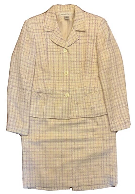 Jones New York Women's Lavender/Cream Tweed Skirt Suit Size 8 - Image 1 of 4