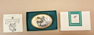 Barlow Belt Buckle, Made In USA, Solid Brass, Wolf Peering Through Tree Branch - Picture 1 of 6