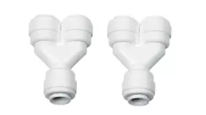 PAQUETE DE 2: divisor divisor de 2 vías 1/4" OD conexión rápida conector de empuje montaje en Y - Imagen 1 de 5
