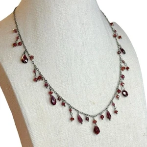 Silpada Teardrop Faceted Garnet Sterling Silver Necklace - Picture 1 of 8