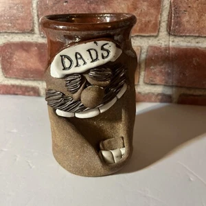Dad's Face Mug Art Pottery Stoneware 3D Cup Brown Mustache Father's Day Gift - Picture 1 of 9