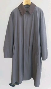 Joseph Abboud Brown Suede Collar Wool Liner Long Raincoat City Duster Men 44R - Picture 1 of 24