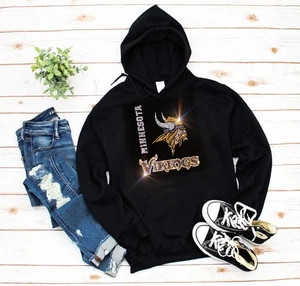 New Minnesota Viking Bling Hoodie or Crewneck Sweatshirt UNISEX SM-5X - Picture 1 of 6