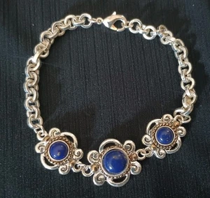 Neu ohne Etikett Vintage Armband silberfarben blaue Steine - Bild 1 von 3