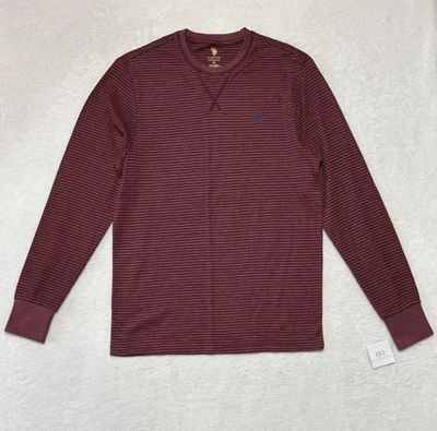 Camisa Polo Assn EE. UU. Para Hombres Mediana Roja Rayas Cata de Vino Manga Larga Térmica Nueva Foto 1 de 4