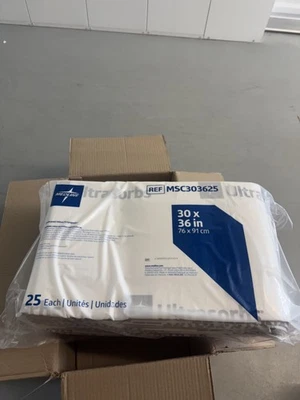 Medline MSC303625 Ultrasorbs Premium Underpads, 30x36, 25pk Foto 1 de 3
