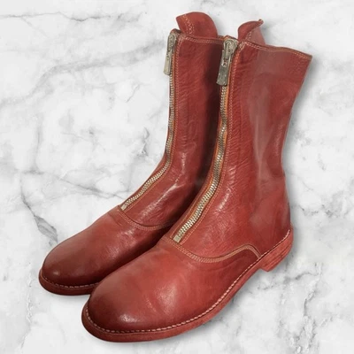 BOTÍN GUIDI CUERO CREMALLERA FRONTAL ROJO TALLA 36 US 6 $1790~ Foto 1 de 4