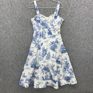 Avec Les Filles Sea Creatures Toile Dress Womens 10 Blue Mermaid Nautical - Picture 1 of 10