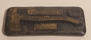 ROSLYN PENNSYLVANIA FIRE DEPARTMENT 75TH ANNIVERSARY PARADE 1997 RESIN PLAQUE - Picture 1 of 3