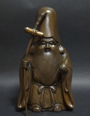 Antigua estatua de bronce japonesa DIOS JUROJIN MEIJI era escultura estatuilla 8,1 pulgadas Foto 1 de 4