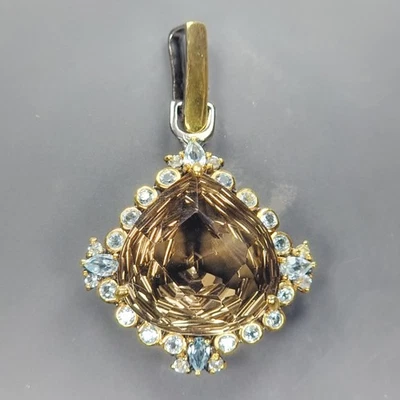Gemstone 34 ct Natural Smoky Quartz Pendant 925 Sterling Silver  /NP52023 - Image 1 of 4