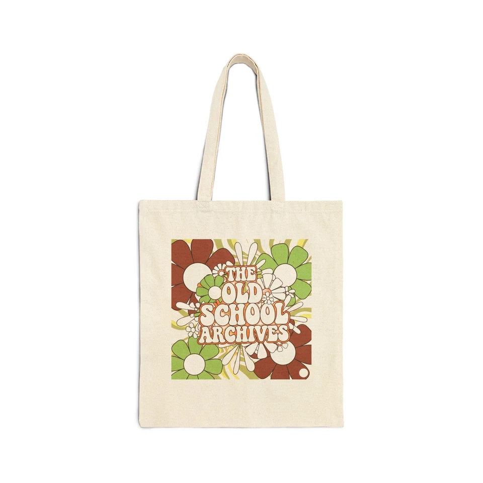 The Old-School Archives Canvas Vinyl Record Shopping Bag Flower Power Natural - Image 1 of 1