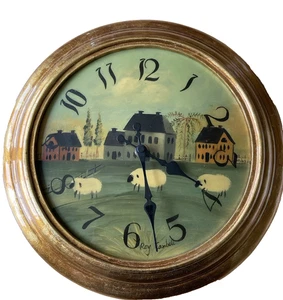 Kirch Handpainted 12'' Wall Clock Sheep Pastoral Farm Scene Roy Cambell Signed - Picture 1 of 9