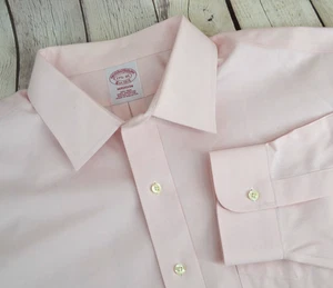 BROOKS BROTHERS Madison Non Iron Stretch Dress Shirt SIZE 17.5 - 35 Solid Pink - Picture 1 of 6