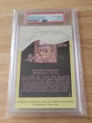Walter O'Malley PSA/DNA Signed HOF Plaque Cut Postcard Autograph - Image 1 of 2
