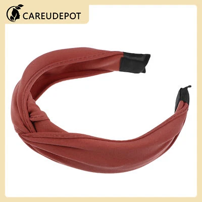 1 pieza diadema anudada satinada nudo diadema cruzada para mujer rojo ladrillo 1,2" de ancho Foto 1 de 4
