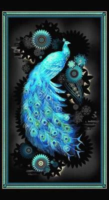 Michael Miller - Magnificent Peacock - Panel de prado de pavo real de 24,5′′ X43,25′′ negro Foto 1 de 4