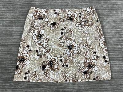 White Stag Skirt Womens 14 Brown Pencil Cotton Blend Stretch Floral - Image 1 of 4