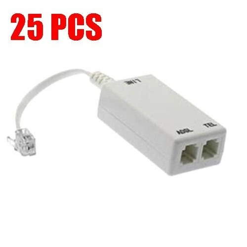 25x ADSL ADSL2 DSL Modem Telephone Phone Fax InLine Splitter Filter Network RJ11 - Image 1 of 1