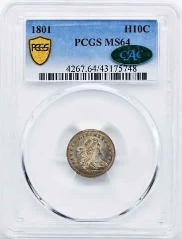 1801 DRAPED BUST H10C PCGS MS 64 Cover