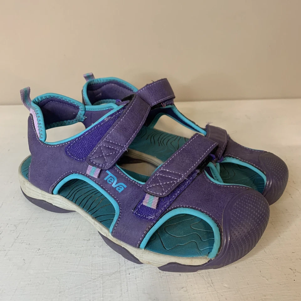 Sandalias deportivas Teva Toachi púrpura turquesa aguamarina punta cerrada niñas talla J4 Foto 1 de 4