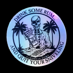 3" Caribbean Hobo Drink Rum Sticker decal Key West Havana island Florida skull