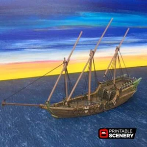 Dhow - Pirate Merchant Ship - Tabletop Terrain Miniature Terrain Wargaming - Picture 1 of 9