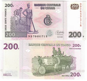 Democratic Republic of Congo 200 Francs 2022 UNC - Picture 1 of 1