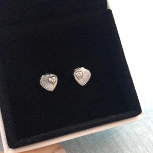 *NUEVO* Pendientes Pandora Genuinos Plata ALE Vintage Corazón Abanicos Circonita cúbica 297298CZ - Imagen 1 de 3