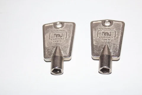 2 National Cabinet Lock Keys Child Endangerment Cabinet Freezer Vintage Cover
