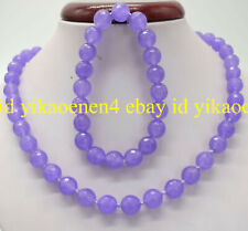 8/10mm Purple Alexandrite Faceted Round Gemstone Beads Necklace Bracelets Set
