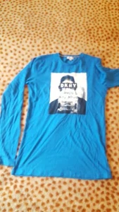 DKNY BOYS BOX LOGO T-SHIRT LONG SLEEVED TOP 16 YEARS blue RRP £45 - Picture 1 of 4