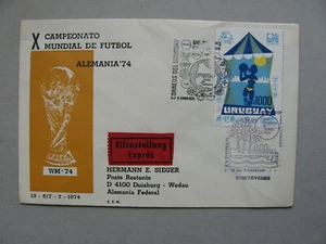 URUGUAY, cover FDC 1974, stamp from S/S WC soccer football - Picture 1 of 2