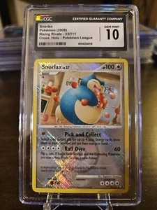 CGC Gem MINT 10 Snorlax (2009 Rising Rivals 33/111 Cross Holo Pokémon League) - Picture 1 of 2
