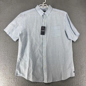 Chaps Shirt Mens XL Blue Linen Cotton Short Sleeve Button Up Summer Top NEW - Picture 1 of 14