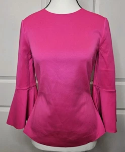 Ted Baker Women's Gigih 3/4 Bell Sleeve Blouse Size 0 US Size 2 Fuchsia Pink - Picture 1 of 8