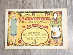 Vintage LA CENICIENTA (Cinderalla) Paper Doll from Barcelona, Spain Uncut 6"x10" - Picture 1 of 4