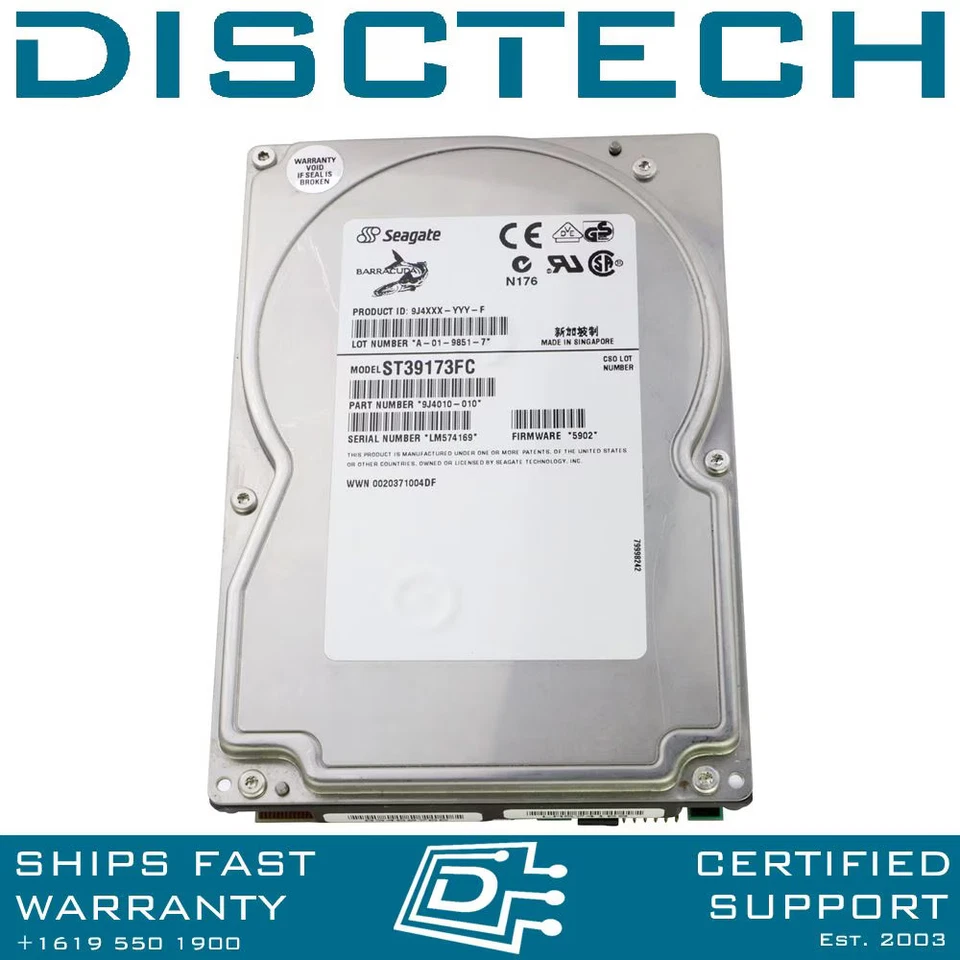 Seagate Barracuda 9LP FC ST39173FC 9.1GB 3.5" 7.2K Fibre Channel FC Hard Drive - Image 1 of 3