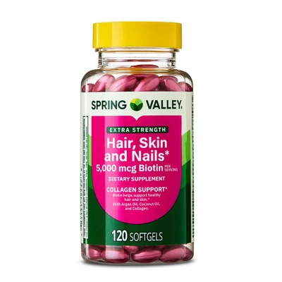 Spring Valley Extra Strength Hair Skin & Nails Collagen Softgels, 120 Count - Image 1 of 4