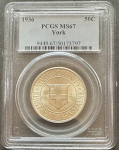 1936 York Silver Half Dollar Commemorative PCGS MS-67 Free US Shipping - Picture 1 of 4