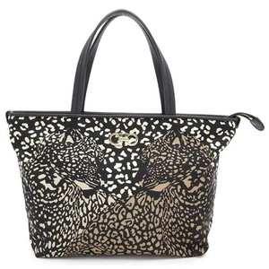 Salvatore Ferragamo Ferragamo Tote Bag Gancini Nylon Canvas Leopard Print - Picture 1 of 10