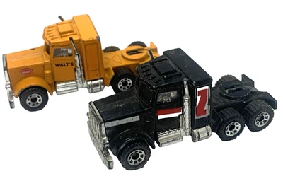 火柴盒 1981 年 Peterbilt 半卡车驾驶室 澳门 1 - 80 批量 - 2 黑色 橙色 3" 1: 64 复古 — 第 1/4 张图片