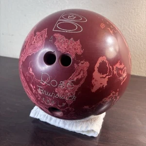 Vintage Brunswick Rosé Bowling Ball - 12lbs 1.5oz - Rare Red/Pink Swirls - Picture 1 of 10