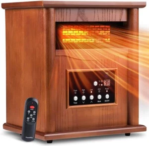Electric Infrared Space Heaters Indoor Use 1500W Box Space Wood Frame Remote - Picture 1 of 6